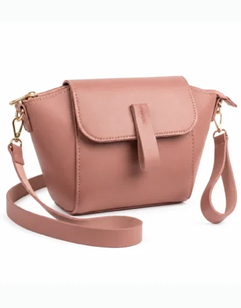 Premium Pink Color Mini Flap Crossbody Bag for Women