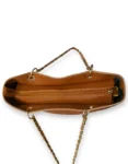 Brown Textured Chain Shoulder Bag for Women