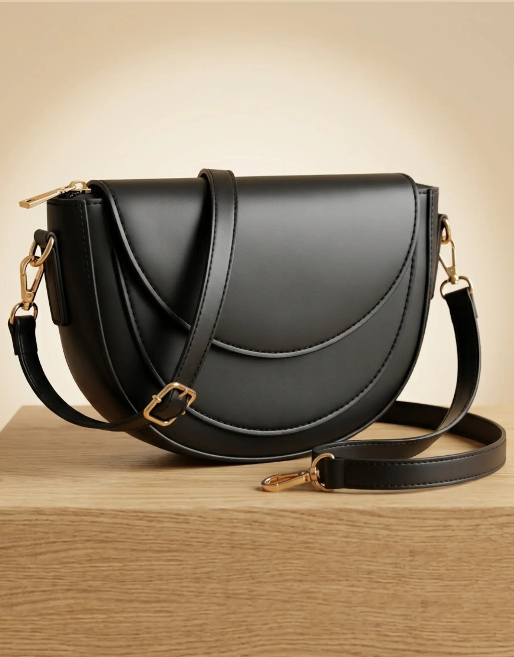 Elegant Black Crossbody Bag for Women with Mini Flap Elegant Black Crossbody Bag for Women with Mini Flap
