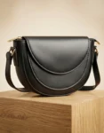 Elegant Black Crossbody Bag for Women with Mini Flap